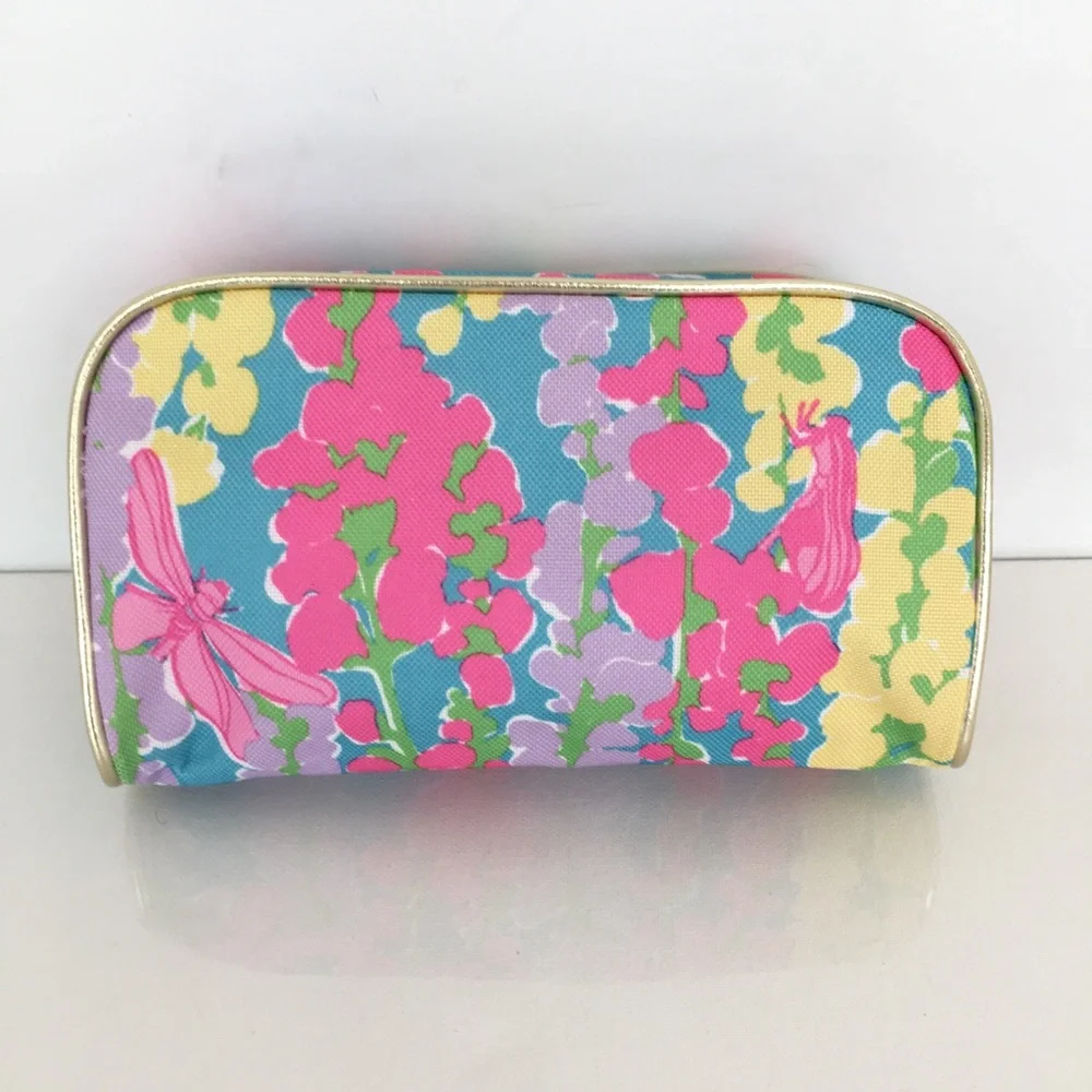 Lilly Pulitzer x Estée Lauder Makeup/Toiletry Cosmetic Bag Blue Pink Floral NEW